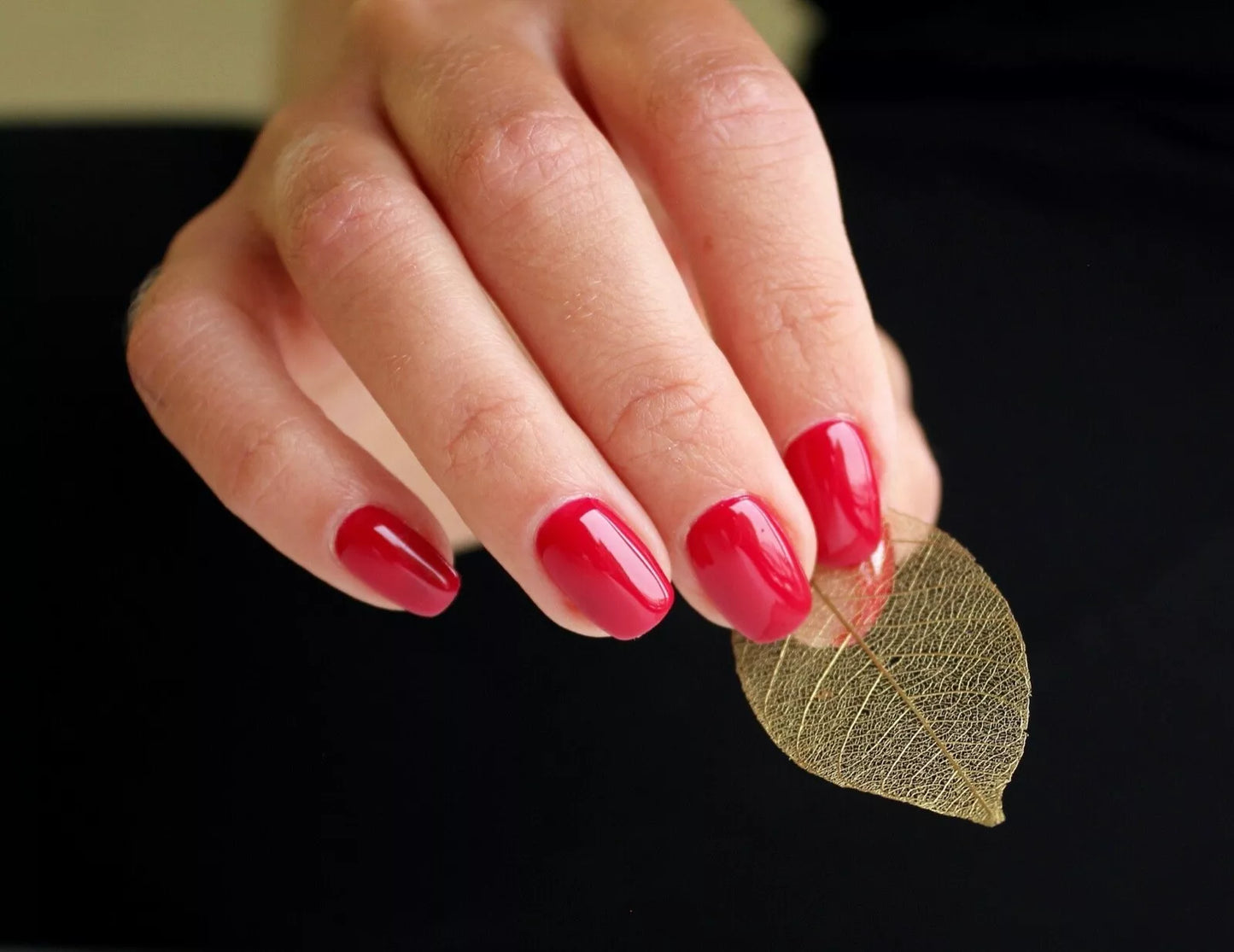 Hand with light skin tone wearing Bio Sculpture Gemini Nail Polish No. 211 Wild at Heart – vegan, berry-toned polish for a chic, sophisticated nail look