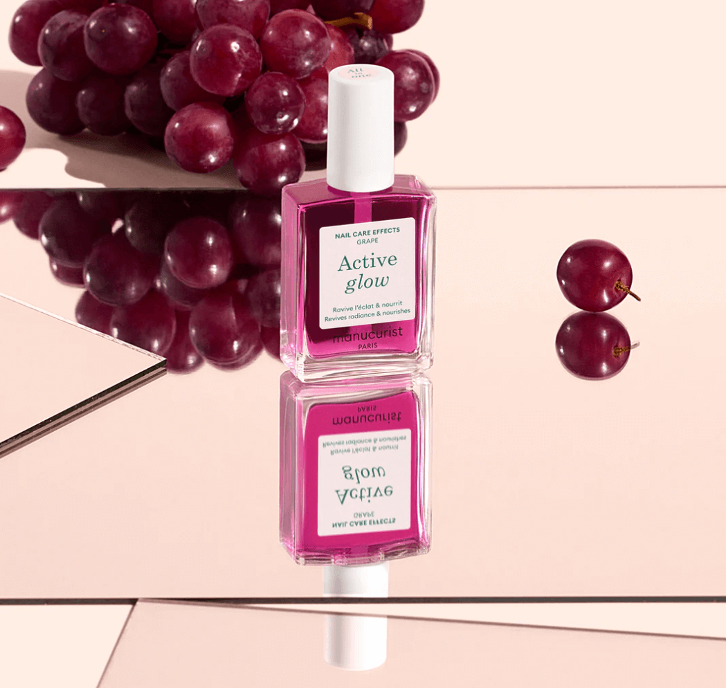 Manucurist Paris Active Glow Grape 15ml – lilac gloss effect nail care polish, 83.5% bio-sourced, enriched with grape extract and sweet almond oil, vegan, cruelty-free, hydrating and strengthening, London Nail Vault