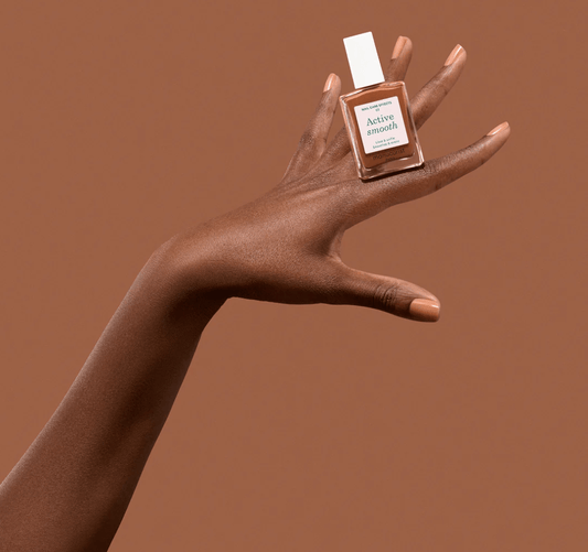 Manucurist Paris Active Smooth 03 15ml – Smoothing CC care polish with satin bronze finish, 75.5% bio-sourced, vegan, cruelty-free, ridge filler, hydrating and strengthening nail treatment, London Nail Vault