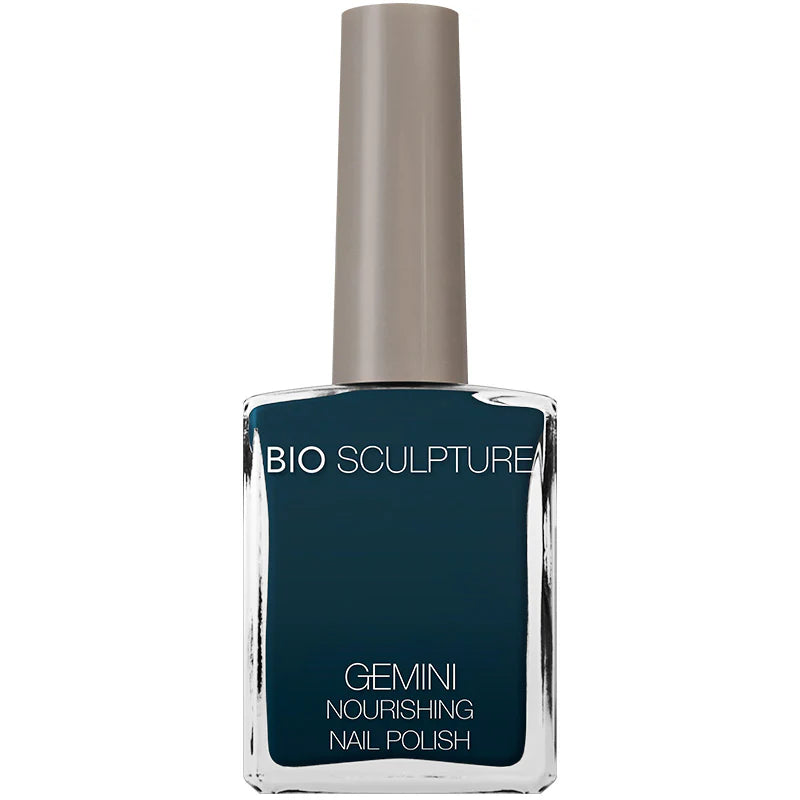 Bio Sculpture Gemini Nail Polish No. 319 At High Tide 14ml – vegan nail polish in a deep ocean blue shade. Rich, long-lasting blue polish for bold, elegant manicures