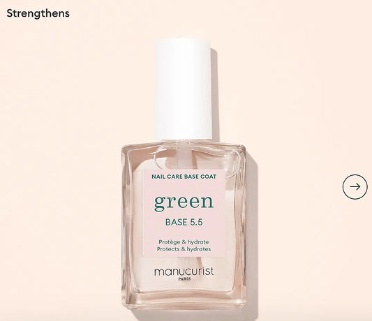 Close-up of Manucurist Base Coat Base 5.5 – plant-based, non-toxic base coat for nail protection and resilience