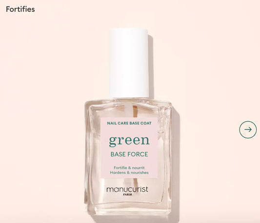Close-up of Manucurist Base Coat Base Force – plant-based, non-toxic base coat for smooth, protected nails