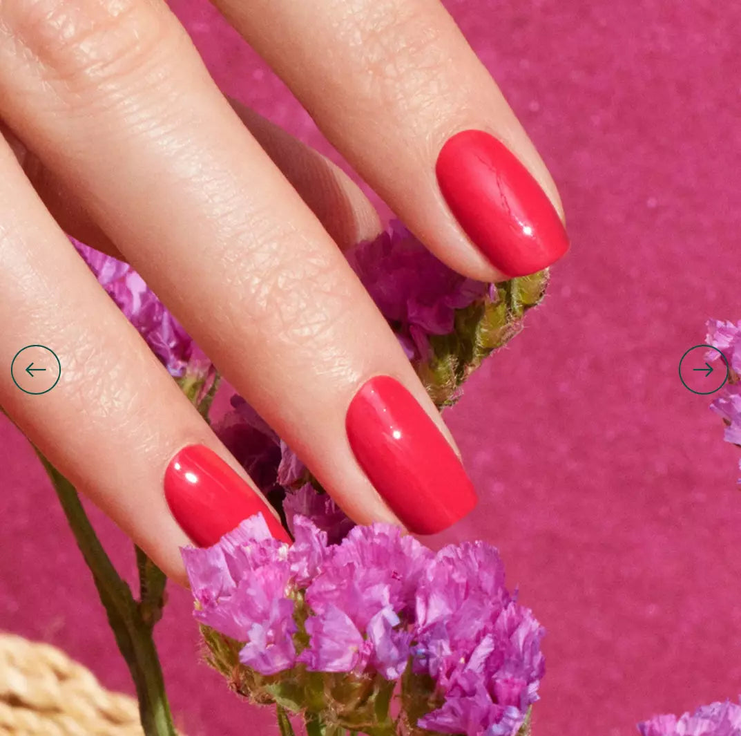 Manicure with Manucurist Bougainvillea – bright pink vegan polish on nails for a striking, modern look