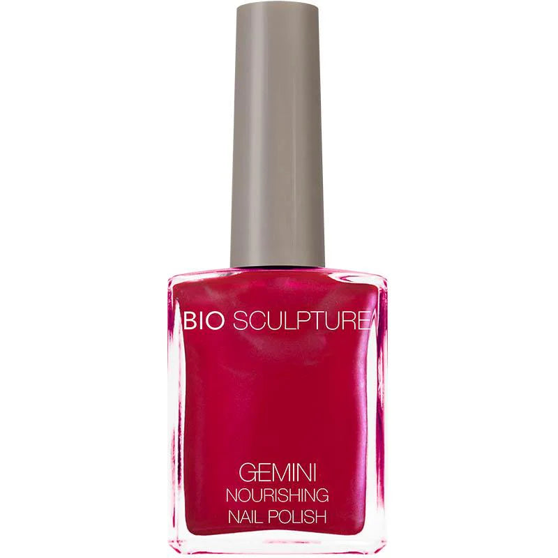 Bio Sculpture Gemini Nail Polish No. 109 Berry Medley – vegan, deep raspberry pink nail polish with a pearlescent finish for a bold, elegant manicure