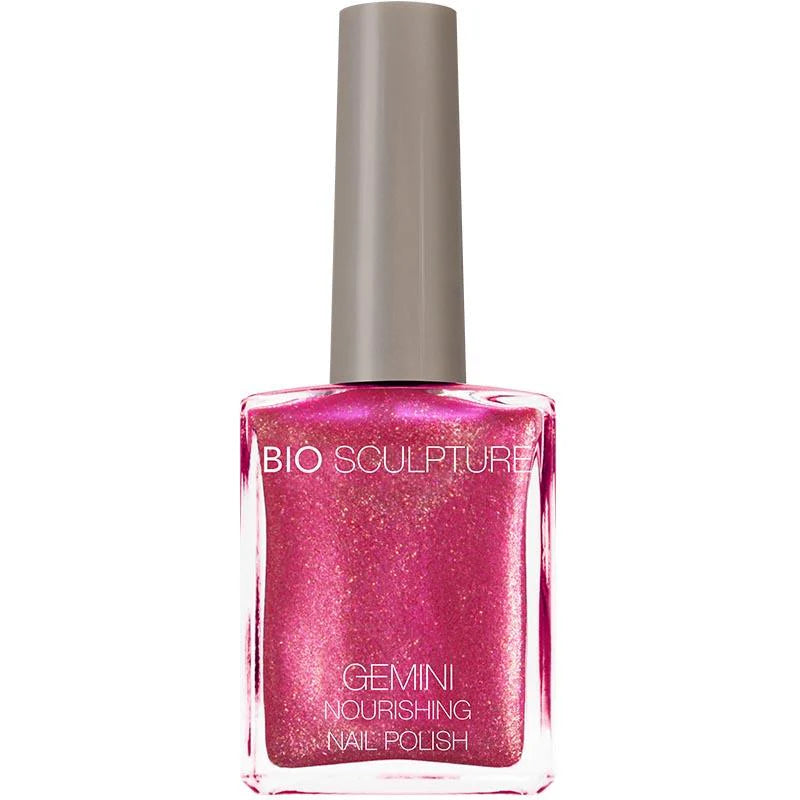 Bio Sculpture Gemini Nail Polish No. 214 Bring Out The Beauty – vegan, show stopping pink glitter nail polish for a sparkling, glamorous manicure