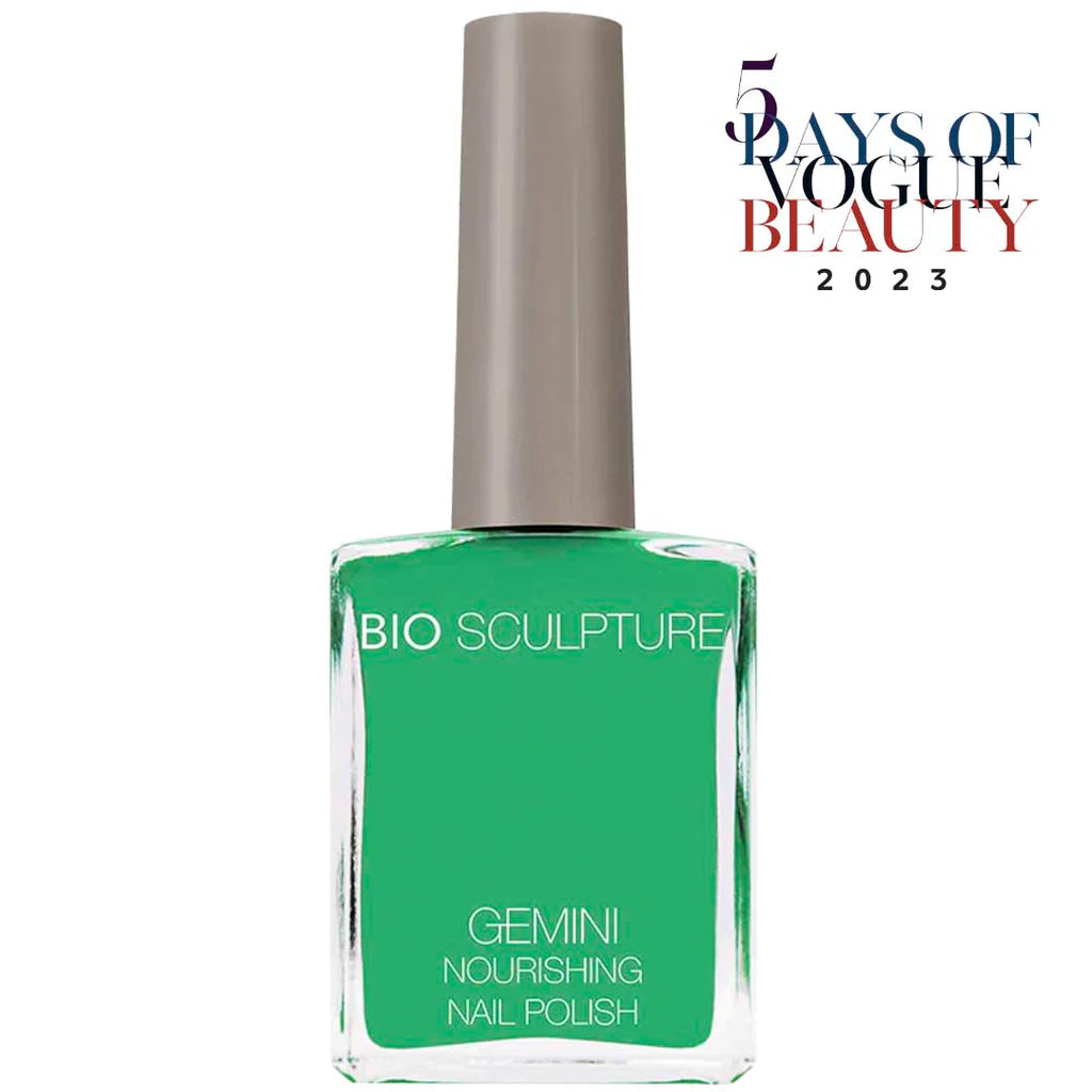 Bio Sculpture Gemini Nail Polish No. 198 Catch the Wind – vegan, dark mint green nail polish for a bold, modern manicure