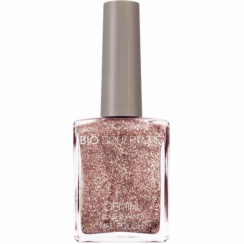 Bio Sculpture Gemini Nail Polish No. 220 Shine Like a Disco Ball – vegan, rose gold glitter nail polish for a sparkling, show-stopping manicure