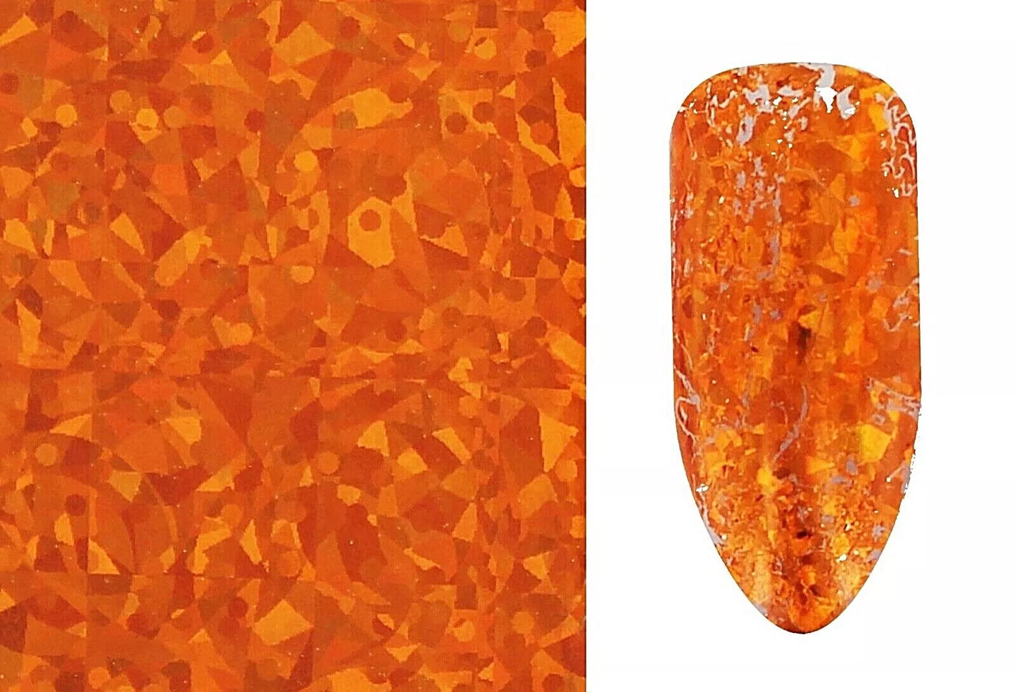 Bio Sculpture Essence Nail Art Vibrant Orange Holographic Nail Foil Embers 1.5m – ultra-reflective orange holographic foil for dazzling, creative nail art designs