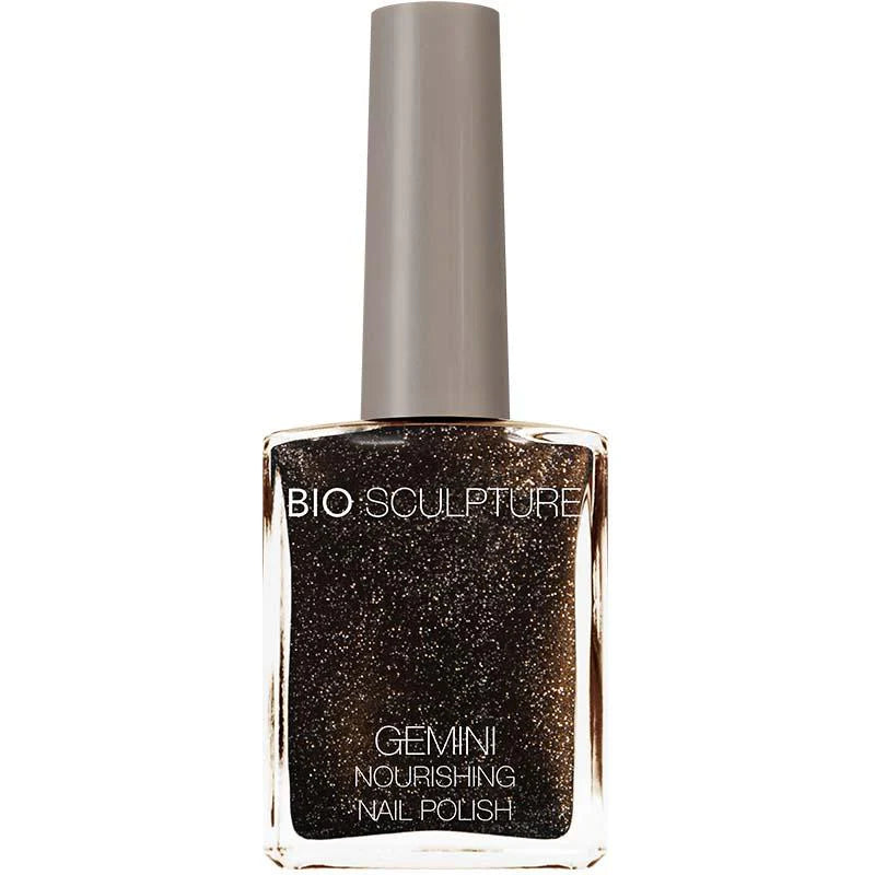 Bio Sculpture Gemini Nail Polish No. 137 Embellished Onyx 14ml – vegan, deep black nail polish with subtle shimmer for a bold, elegant manicure