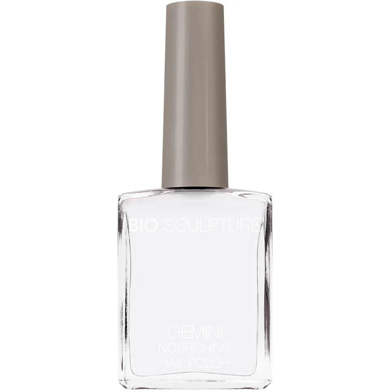 Bio Sculpture Gemini Nail Polish No. 1 French White – vegan, opaque stark white nail polish ideal for creating a classic French manicure