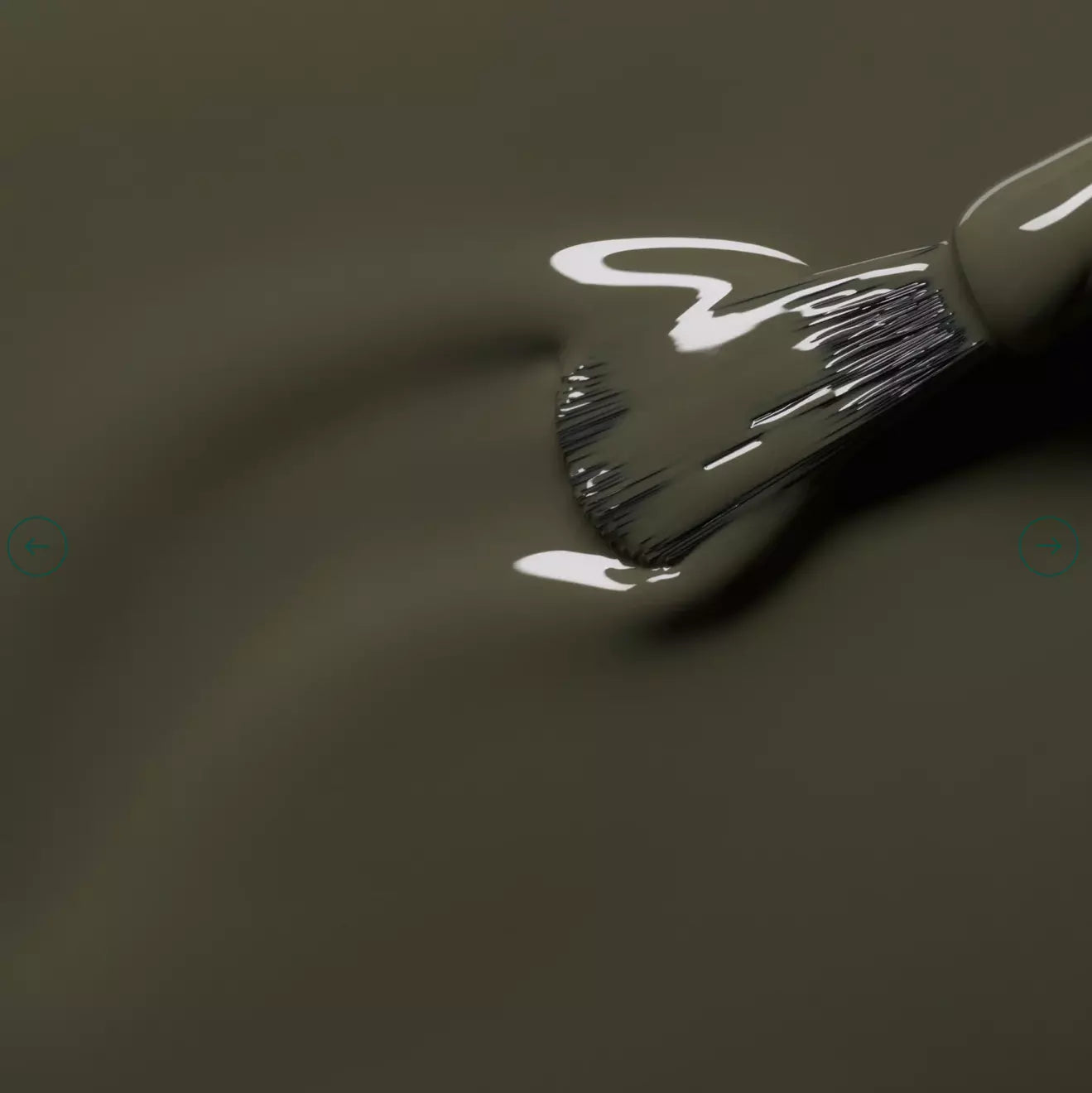 Polish brush dipped in Manucurist Khaki nail polish – smooth, non-toxic khaki green formula for flawless application