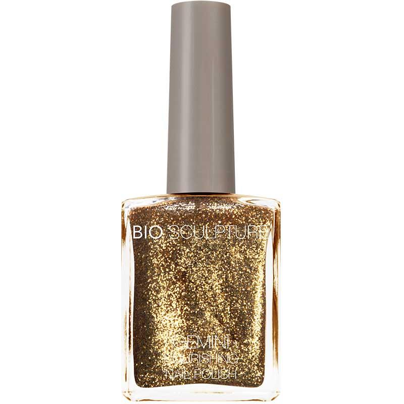 Bio Sculpture Gemini Nail Polish No. 291 Golden Fall 14ml – vegan, solid sparkly gold glitter nail polish for a glamorous, festive manicure
