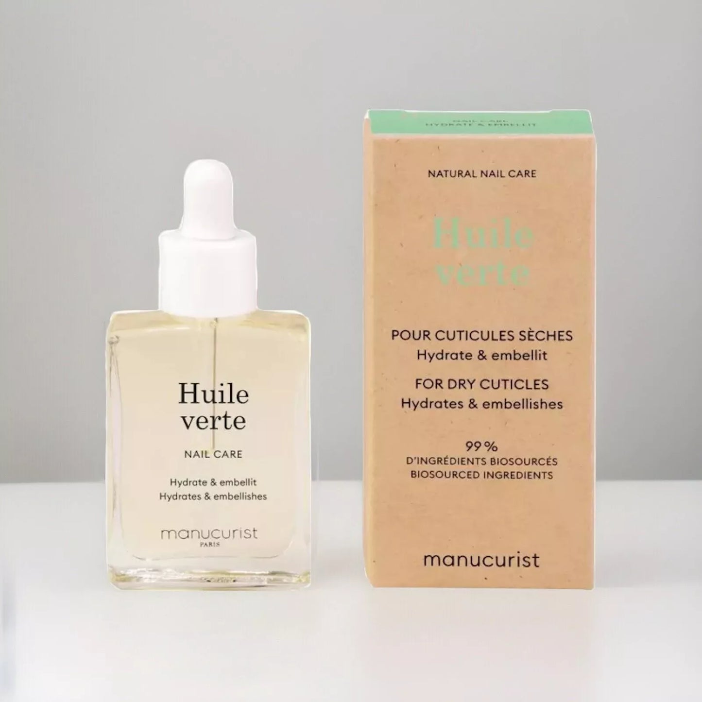 Manucurist Paris Huile Verte Hydrating Green Oil 15ml – nourishing treatment oil for healthy nails and cuticles. Revitalising formula for moisturising and strengthening nails and cuticles