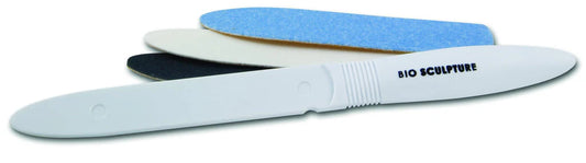 Bio Sculpture Hygienic File Handle & 9 Patches – reusable nail file handle with replaceable patches for hygienic, professional nail care