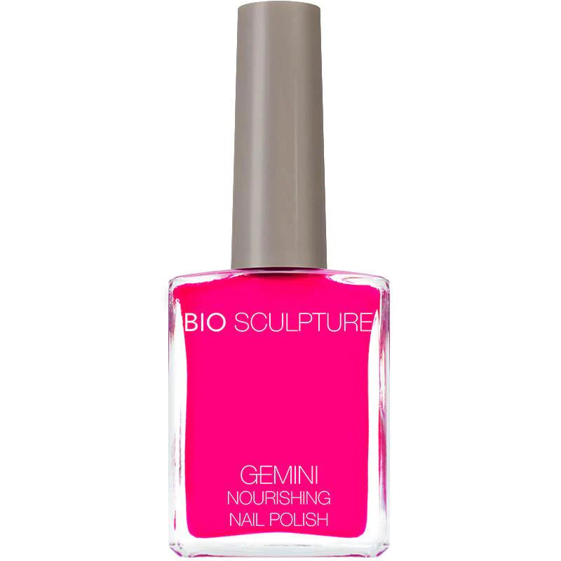 Bio Sculpture Gemini Nail Polish No. 105 Jinkie Pink – vegan, fluorescent bright pink nail polish for a bold, eye-catching manicure