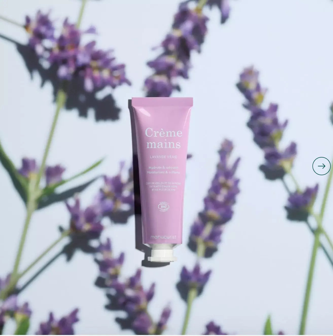Manucurist Lavande Vraie Hand Cream with fresh lavender – nourishing, vegan cream enriched with natural lavender for soft hands