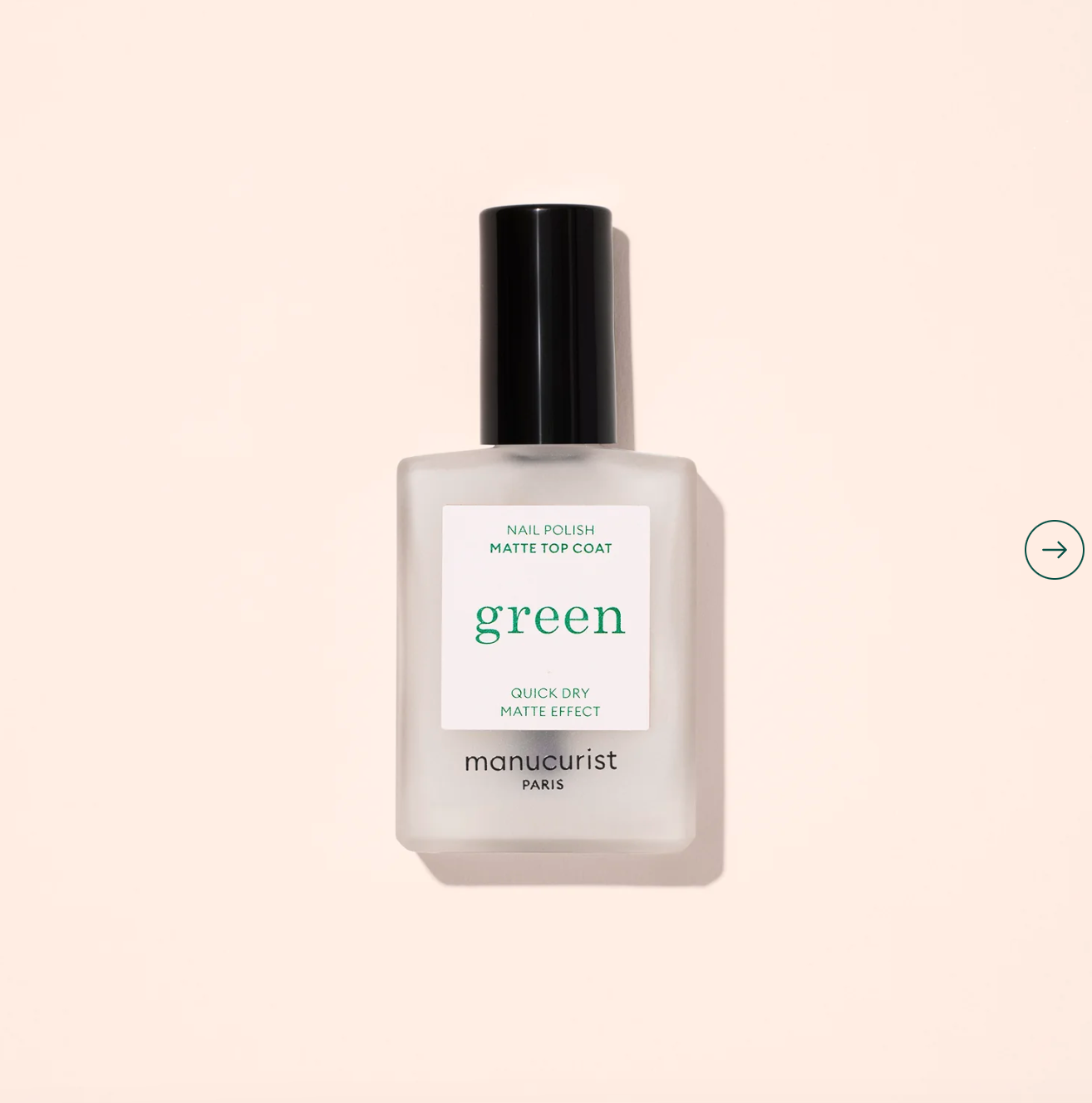 Manucurist Paris Green Natural Nail Polish Matte Top Coat 15ml – vegan, non-toxic, eco-friendly polish for a modern matte nail finish