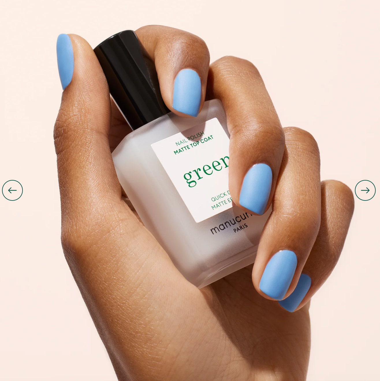 Manucurist Paris Green Natural Nail Polish Matte Top Coat 15ml – vegan, non-toxic, eco-friendly polish for a modern matte nail finish