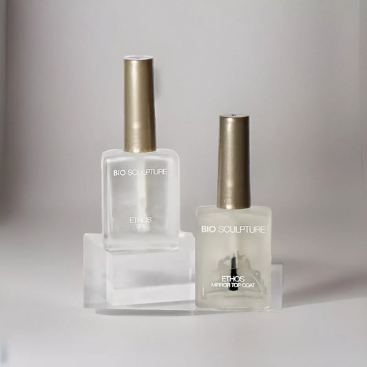 Bio Sculpture Gel Ethos Mirror Top Coat – cruelty-free, professional-grade top coat for creating a durable, ultra-glossy mirror finish on natural and gel nails