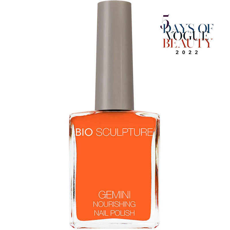 Bio Sculpture Gemini Nail Polish No. 2028 Tangerine 14ml – vegan, vibrant tangerine orange nail polish for bold, summery manicures