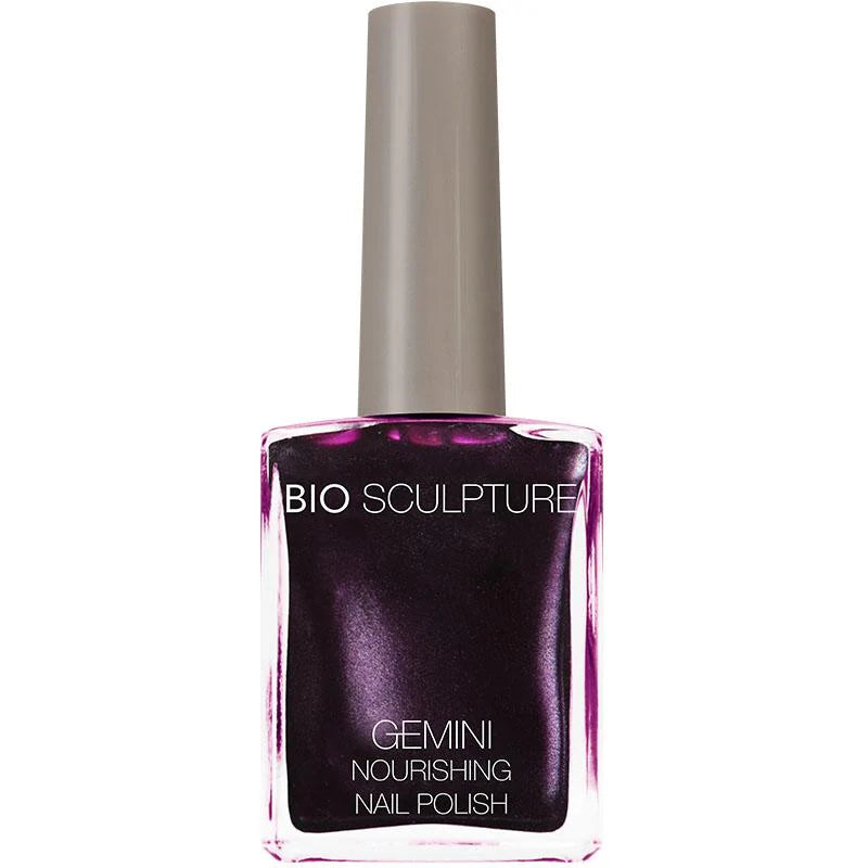 Bio Sculpture Gemini Nail Polish No. 2031 Black Aubergine 14ml – vegan, deep black aubergine nail polish for a bold, sophisticated manicure