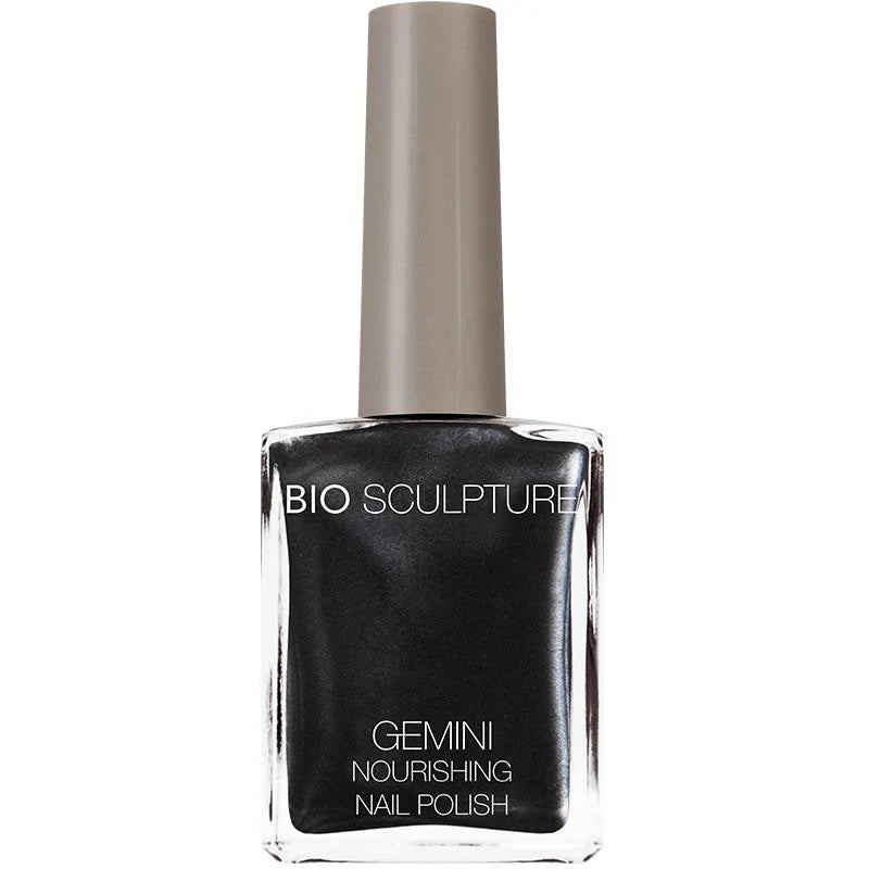 Bio Sculpture Gemini Nail Polish No. 2035 Cast Iron 14ml – vegan, deep charcoal grey nail polish with a modern, elegant finish