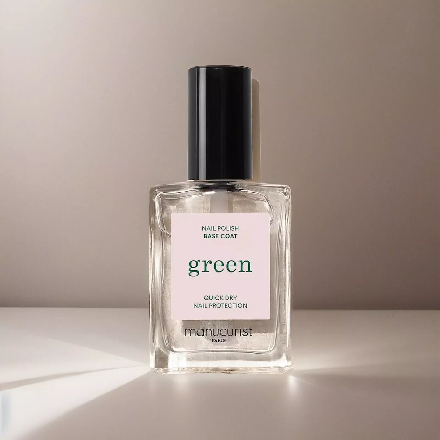 Manucurist Paris Green Range Natural Base Coat 15ml – vegan, eco-friendly strengthening base coat for healthy, protected nails