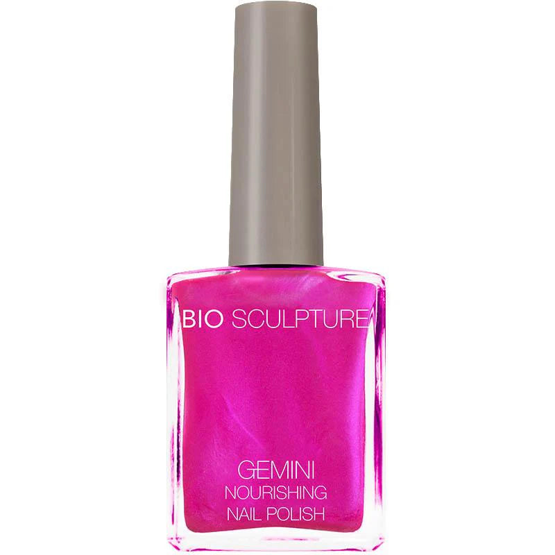 Bio Sculpture Gemini Nail Polish No. 102 Neon Pomegranate Ice – vegan, fluorescent pink nail polish with a purple sheen for a bold, eye-catching manicure