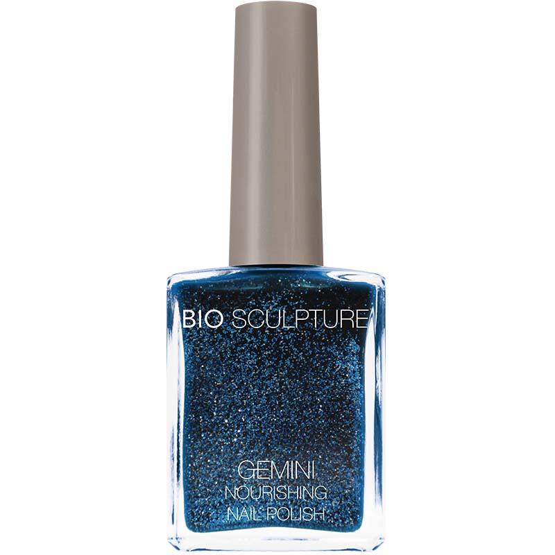 Bio Sculpture Gemini Nail Polish No. 237 Platinum Sparkle 14ml – vegan, solid sparkly platinum silver glitter nail polish for a glamorous, festive manicure