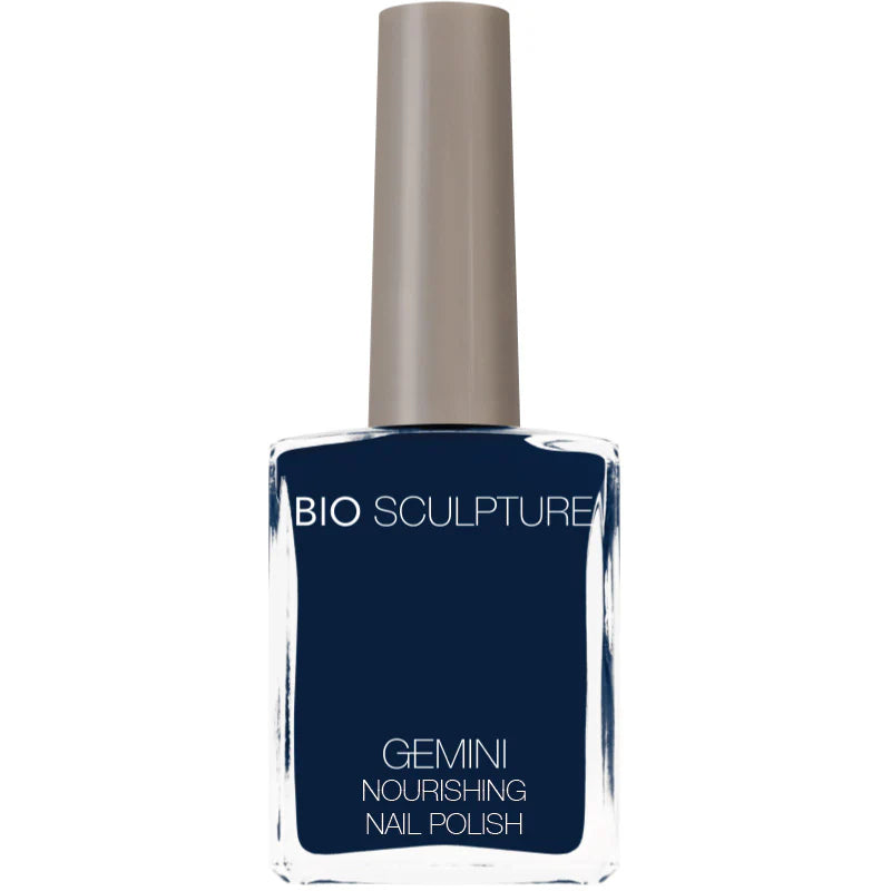 Bio Sculpture Gemini Nail Polish No. 268 Blue Mushroom – vegan, deep blue-grey nail polish for a bold, modern manicure
