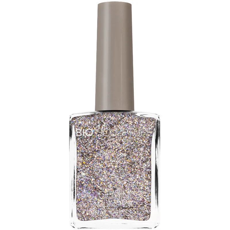 Bio Sculpture Gemini Nail Polish No. 272 Popping Petals 14ml – vegan, multi-coloured fine glitter nail polish for a sparkling, playful manicure