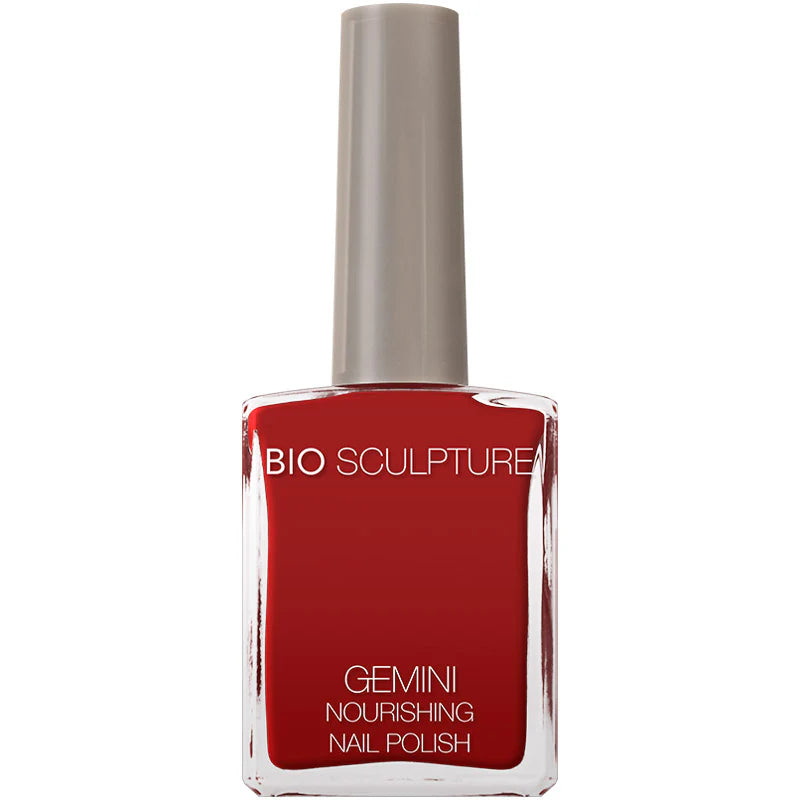 Bio Sculpture Gemini Nail Polish No. 306 Sunset Red 14ml – vegan, vibrant sunset red nail polish for bold, elegant manicures