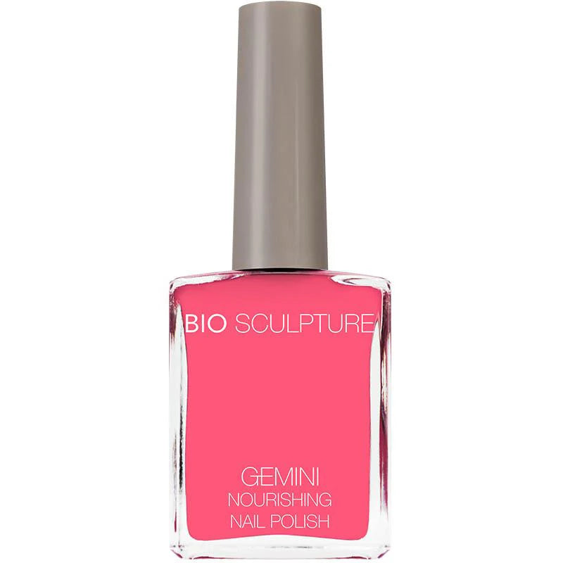 Bio Sculpture Gemini Nail Polish No. 75 Fruity Tooty – vegan, bright coral pink nail polish for a bold, cheerful manicure