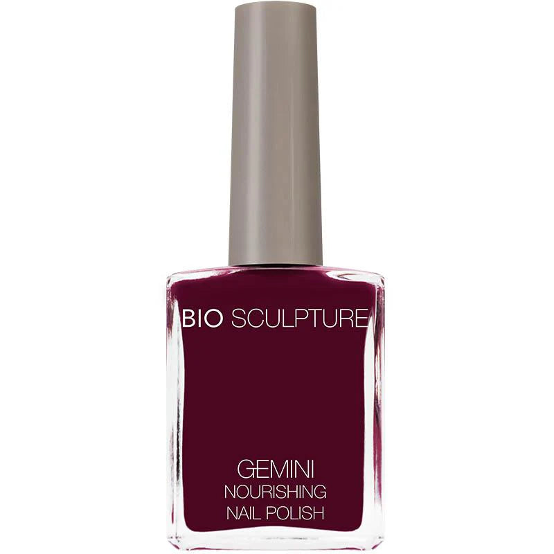 Bio Sculpture Gemini Nail Polish No. 86 Dark Plum 14ml – vegan, deep plum purple nail polish for a bold, sophisticated manicure