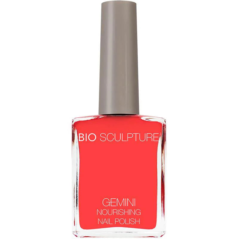 Bio Sculpture Gemini Nail Polish No. 95 Spring Splash – vegan, bright orange coral nail polish for a bold, summery manicure