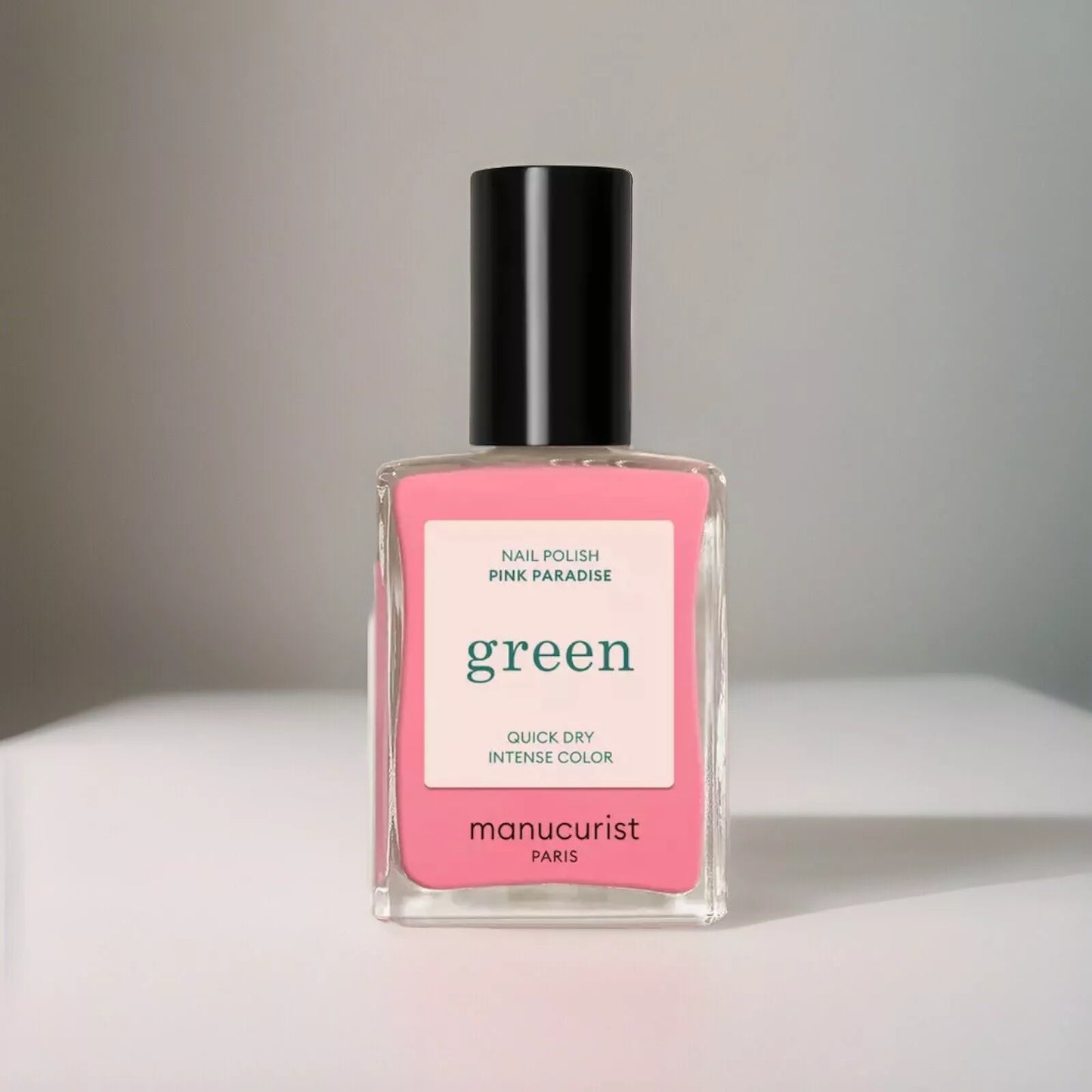 Manucurist Paris Green Range Pink Paradise Nail Polish 15ml – vegan, eco-friendly bright pink polish for lively manicures