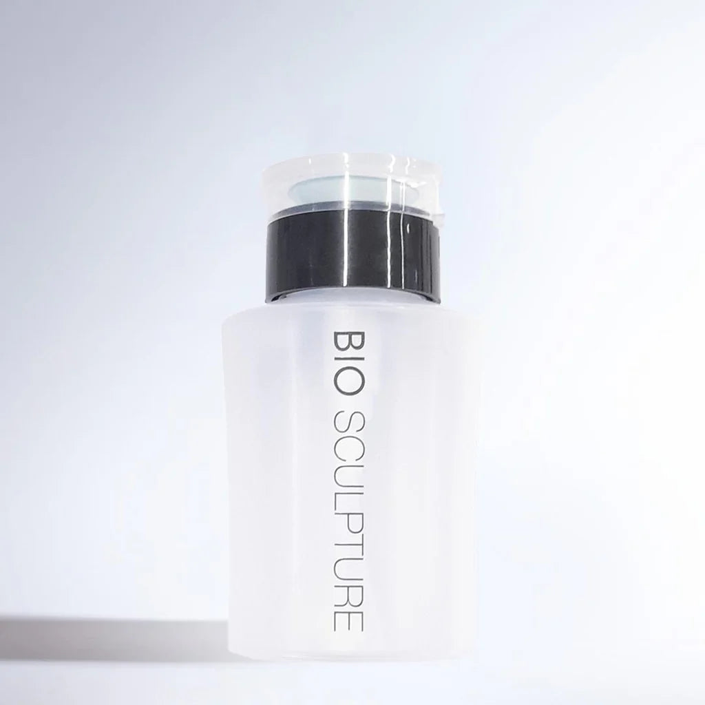 Bio Sculpture Pump Dispenser – vegan, professional-grade pump bottle for easy dispensing of nail cleansers and removers, includes free label stickers
