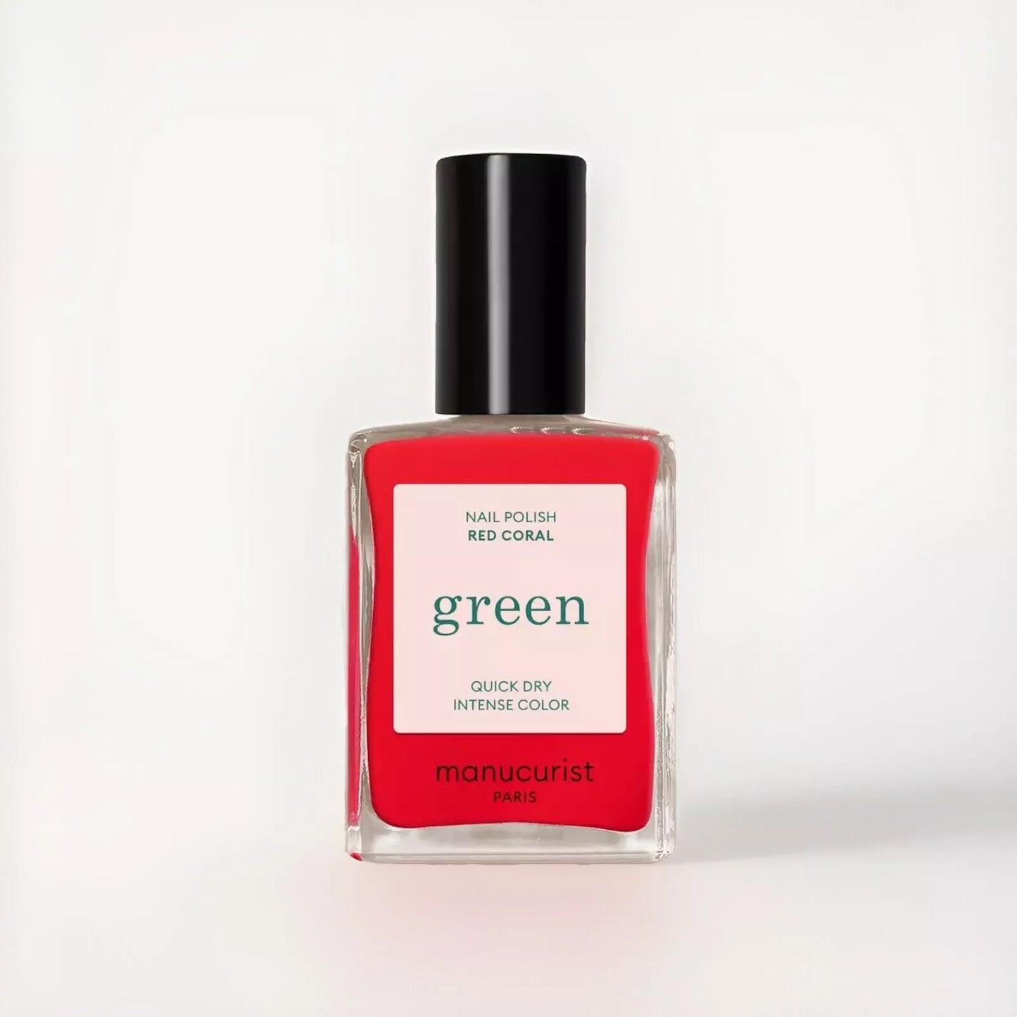 Manucurist Paris Green Range Red Coral Nail Polish 15ml – vegan, eco-friendly coral red polish for vibrant manicures