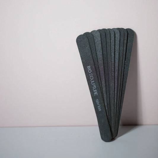 Bio Sculpture Gel Small Black Files – pack of ten reusable 150/220 grit black nail files for professional-quality manicures and pedicures