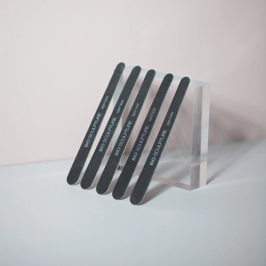 Bio Sculpture Gel Small Black Files Pack – cruelty-free, eco-friendly dual-grit black nail files for gentle, accurate shaping and finishing