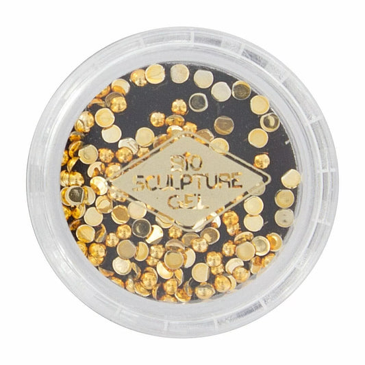 Bio Sculpture Studs Gold Round – gold crystal nail studs for sparkling, creative nail art designs