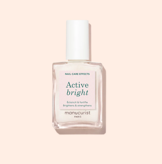 Manucurist Paris Green Range Base Coat Active Bright 15ml – vegan, eco-friendly brightening base coat for healthy, luminous nails