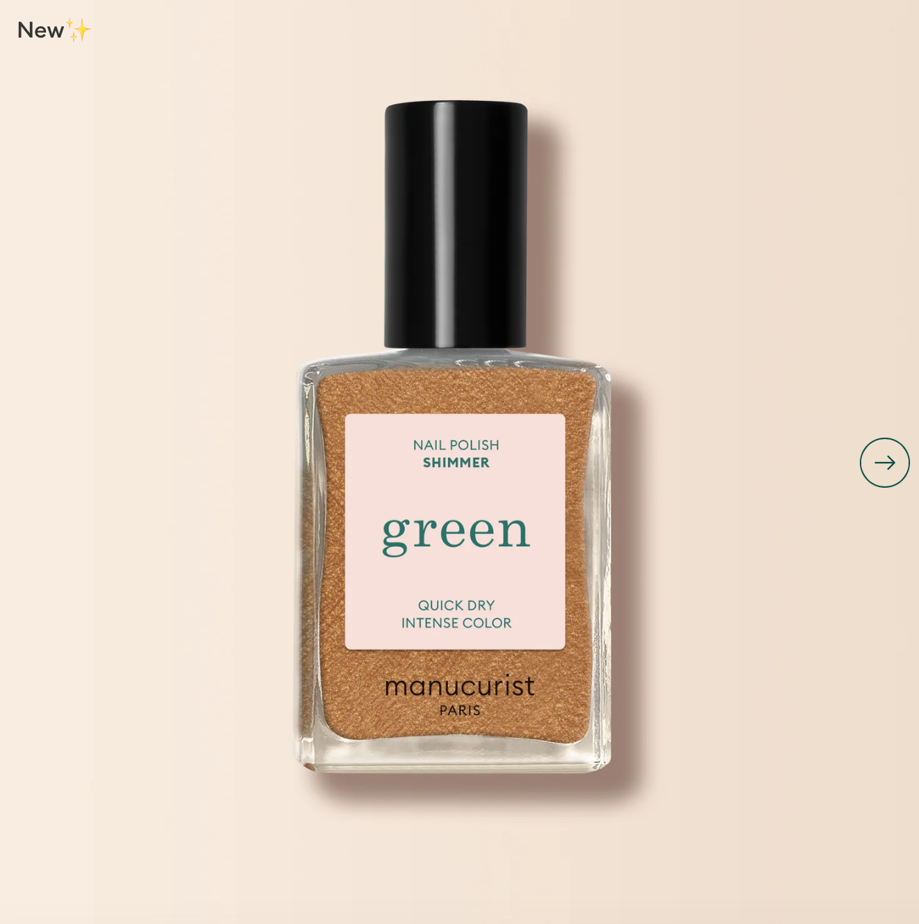 Manucurist Paris Green Range Shimmer Nail Polish 15ml – vegan, eco-friendly shimmering nude polish for radiant manicures