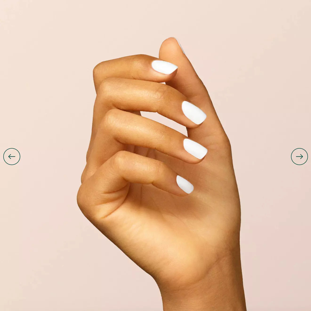 Close-up of Manucurist Paris Green Range Snow – pure, non-toxic white polish for elegant, minimalist nail looks