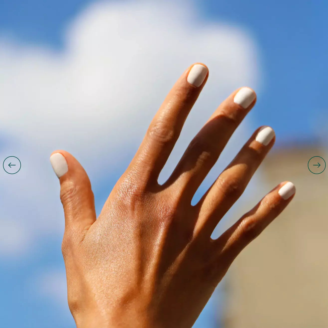 Close-up of Manucurist Paris Green Range Snow – pure, non-toxic white polish for elegant, minimalist nail looks