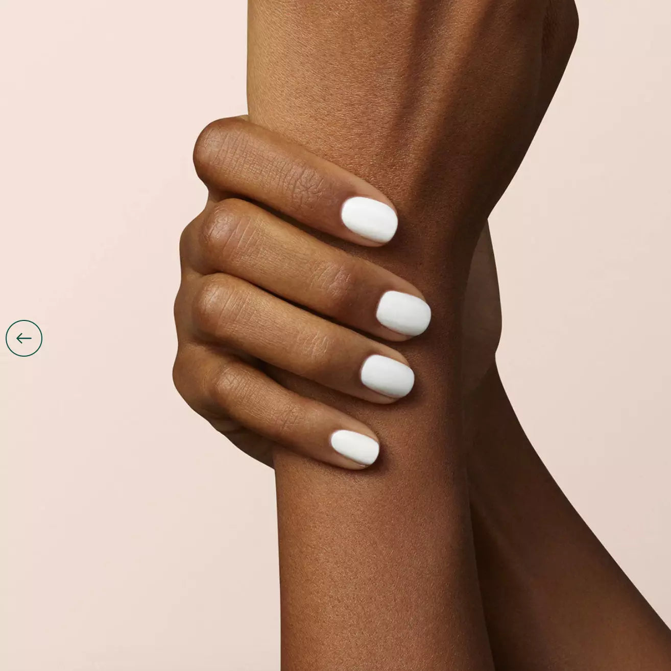 Close-up of Manucurist Paris Green Range Snow – pure, non-toxic white polish for elegant, minimalist nail looks