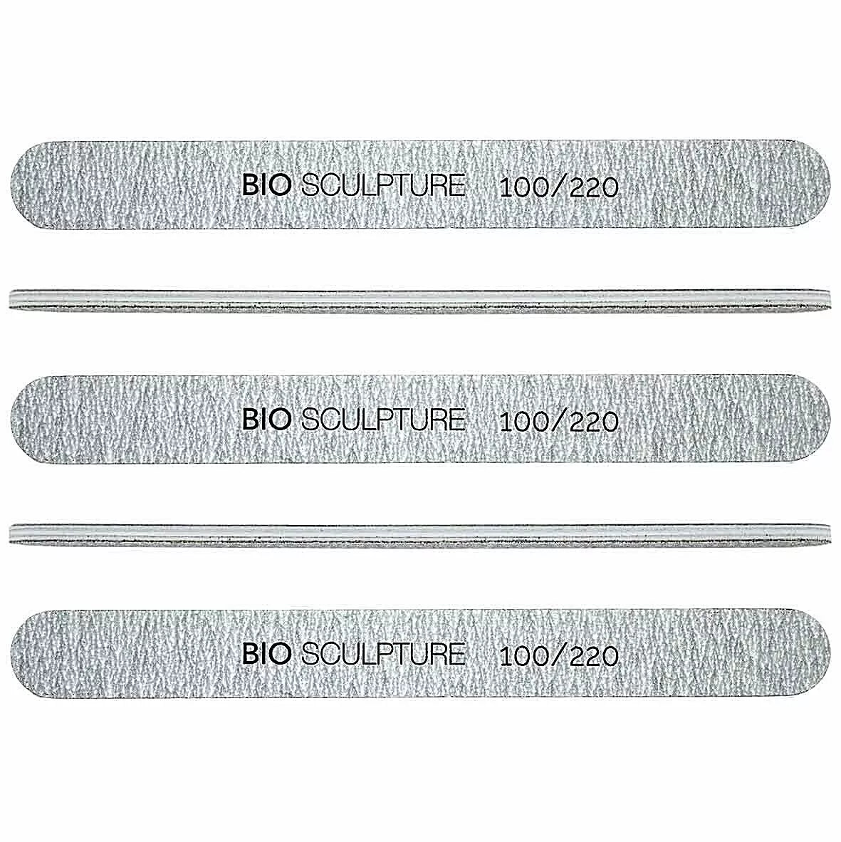 Bio Sculpture Zebra File 100/220 Grit Pack of 5 – vegan, dual-grit nail files for precise shaping and smoothing of natural and artificial nails