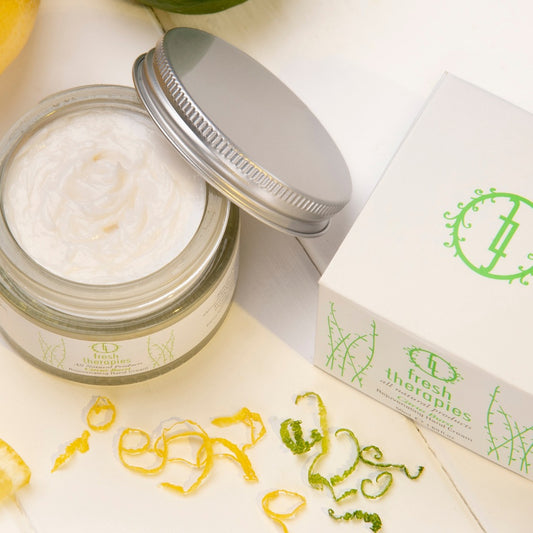 Close-up of Fresh Therapies Citrus Burst Hand Cream – rich, moisturising formula for soft, healthy hands