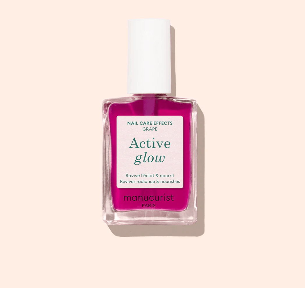 Manucurist Paris Active Glow Grape 15ml – lilac gloss effect nail care polish, 83.5% bio-sourced, enriched with grape extract and sweet almond oil, vegan, cruelty-free, hydrating and strengthening, London Nail Vault
