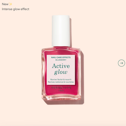 Manucurist Paris Green Range Base Coat Active Glow Blueberry 15ml – vegan, eco-friendly illuminating base coat for healthy, radiant nails